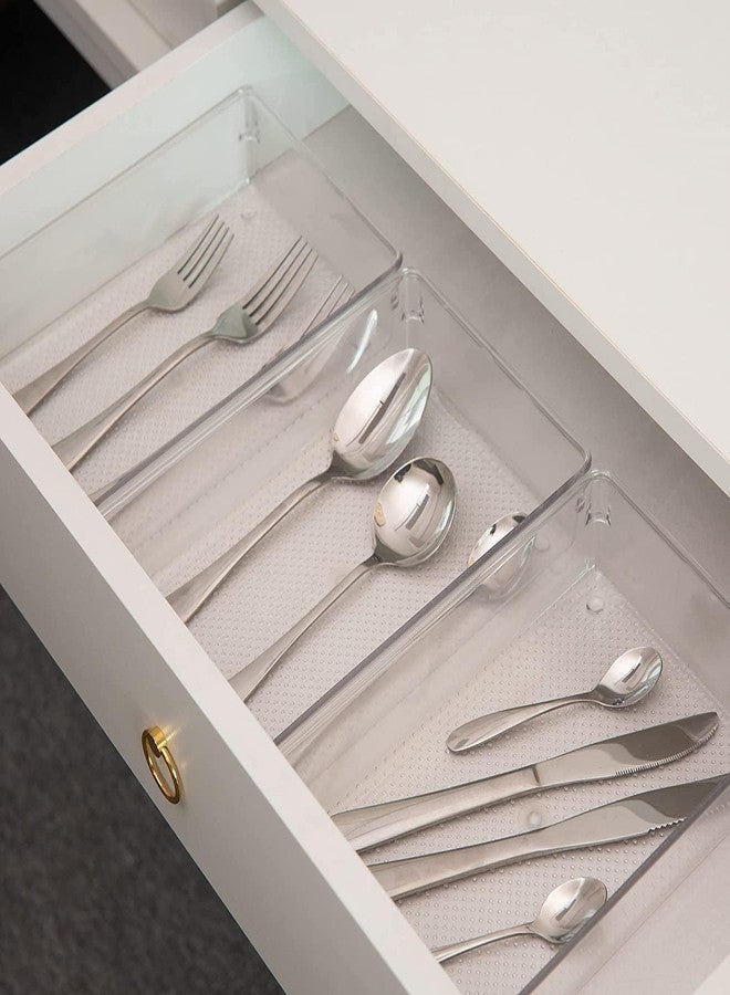 Xpandio Clear Plastic Drawer Organizers Set, Versatile Bathroom and Vanity Drawer Organizer Trays, Storage Bins for Makeup, Bedroom, Kitchen Gadgets Utensils and Office (4 PC LARGE TRAY) - Image 4
